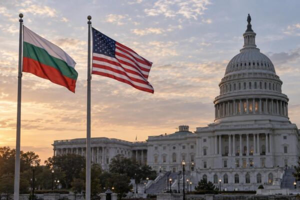 Знамената на България и САЩ пред Капитолия във Вашингтон